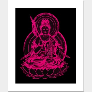 Pink Buddha Illustration Posters and Art